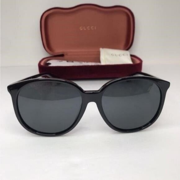 Authentic GUCCI WOMENS ROUND/OVAL SHINY BLACK FASHION DESIGNER EYEWEAR - Picture 5 of 13